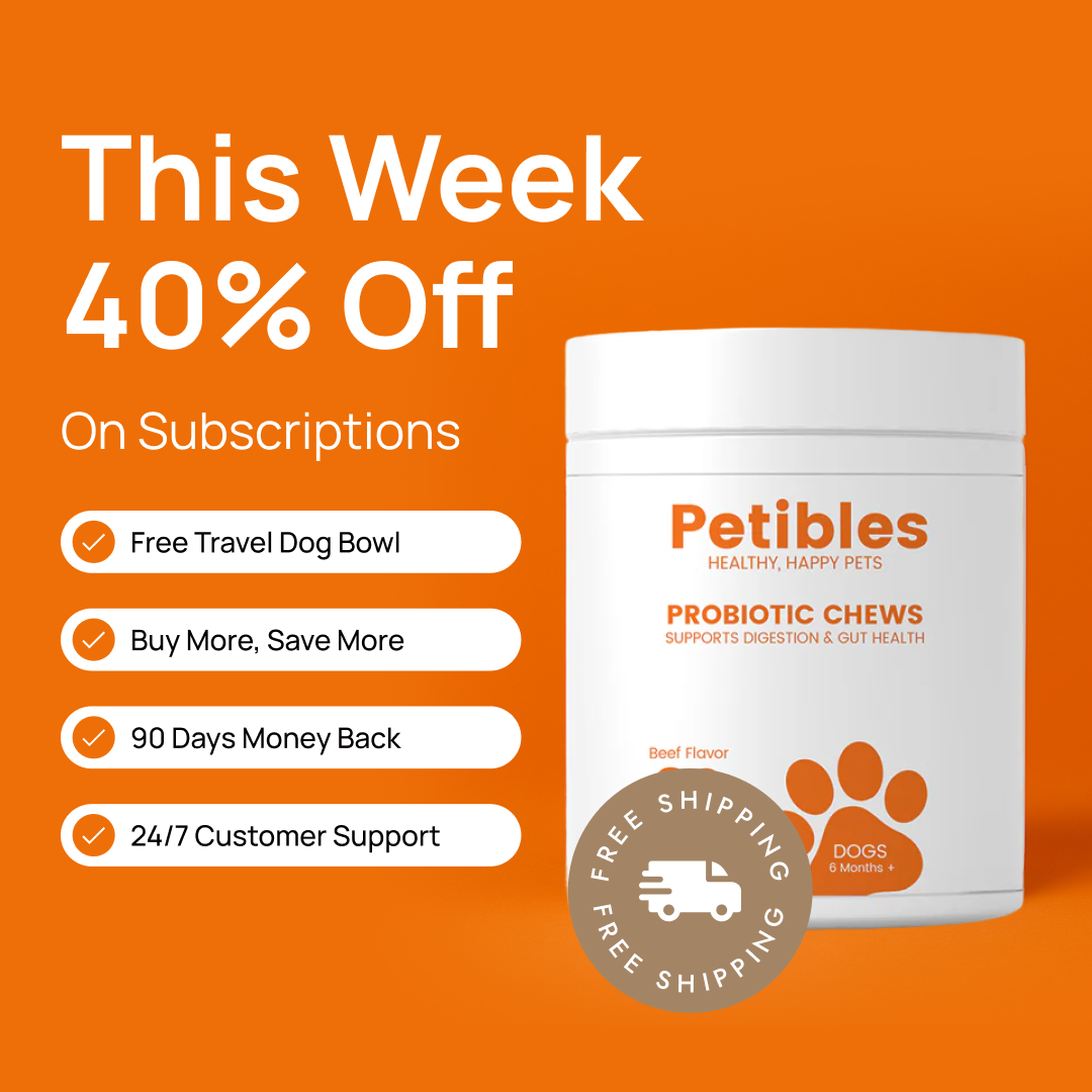 Petibles Probiotic Chews for Dogs – Digestive, Immune & Skin Support, Beef Flavor, 30‑Count